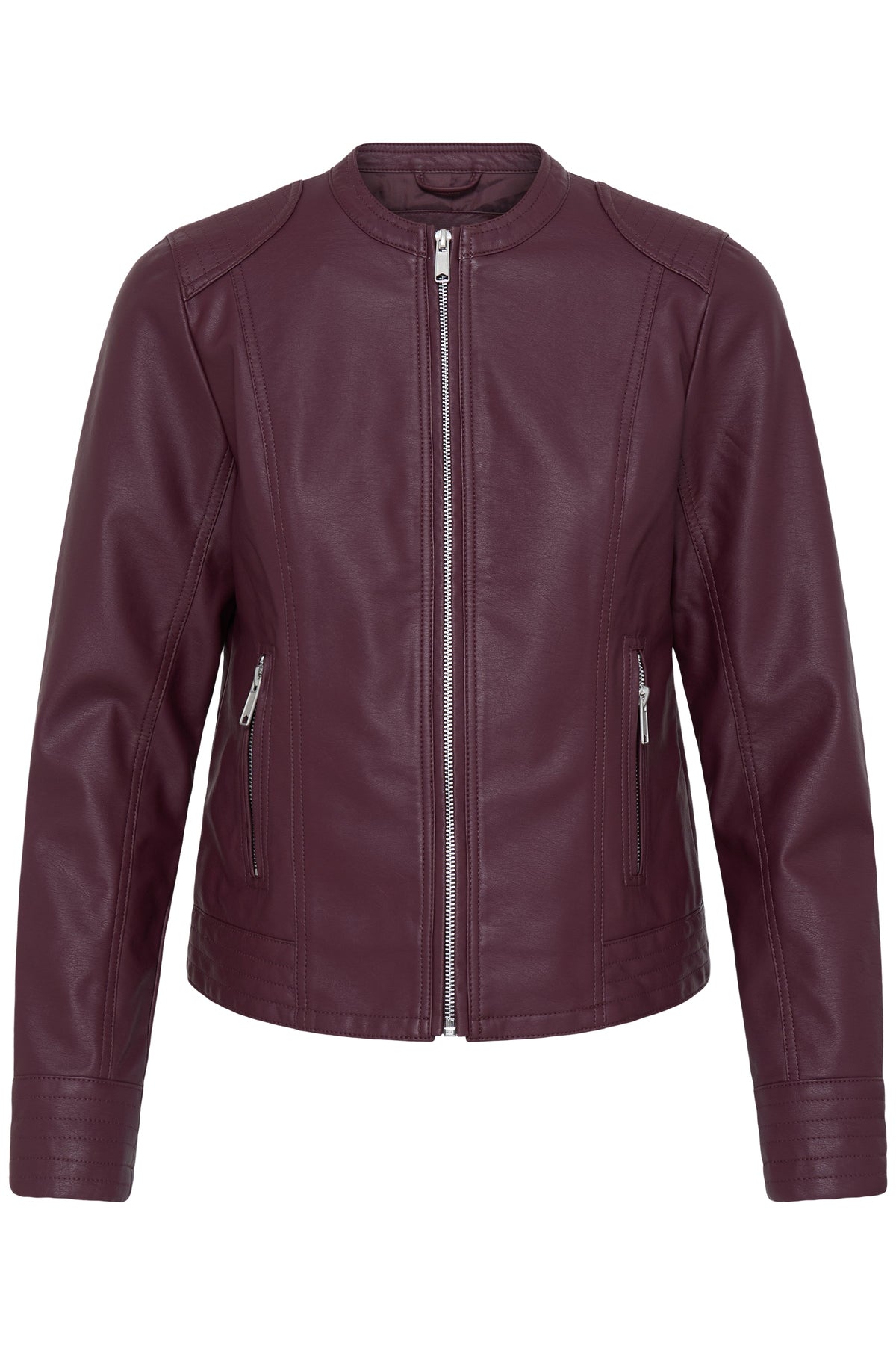 VELLORA KNITWEAR Acom Faux Leather Biker Jacket - Fig
