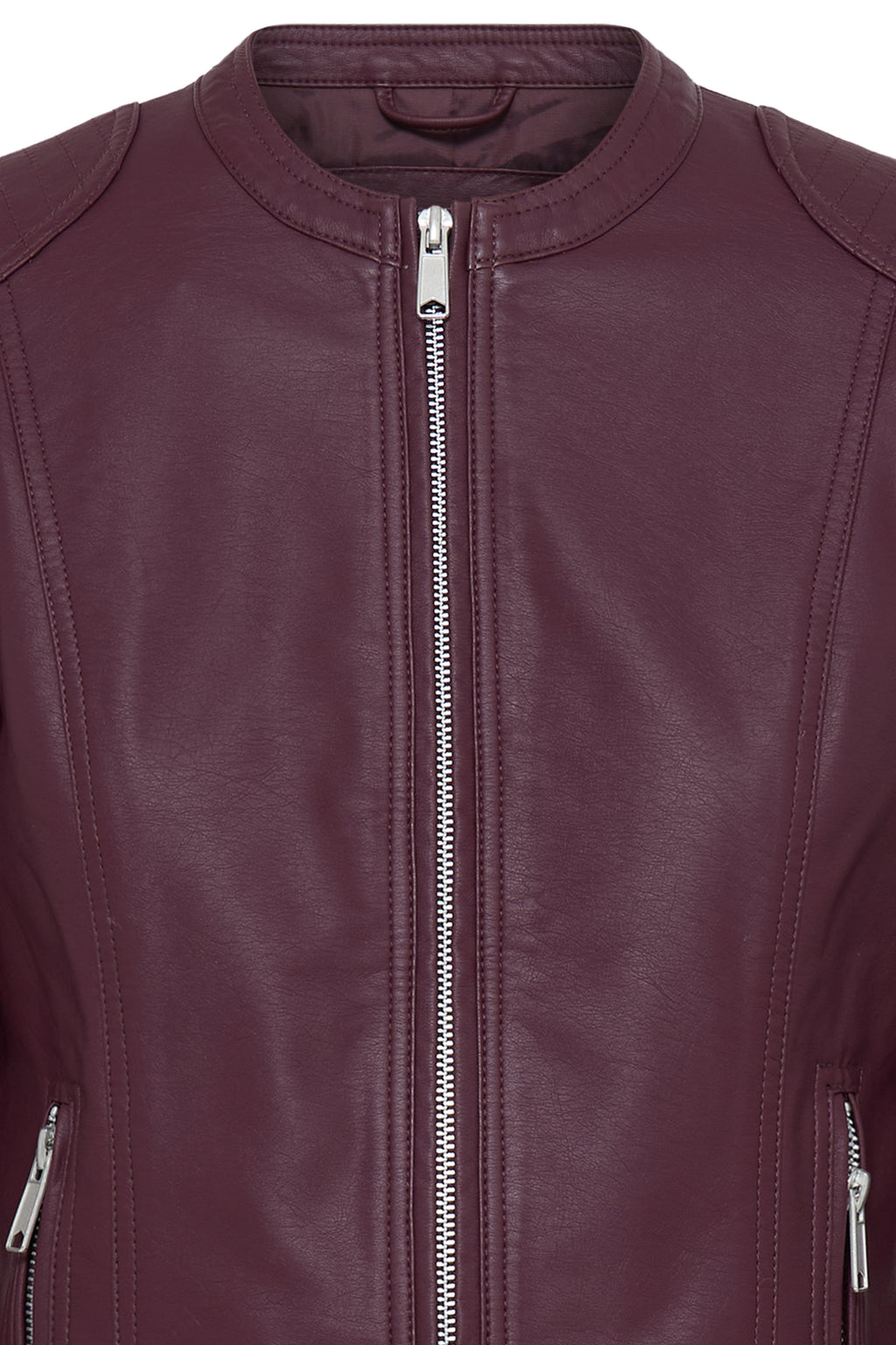 VELLORA KNITWEAR Acom Faux Leather Biker Jacket - Fig