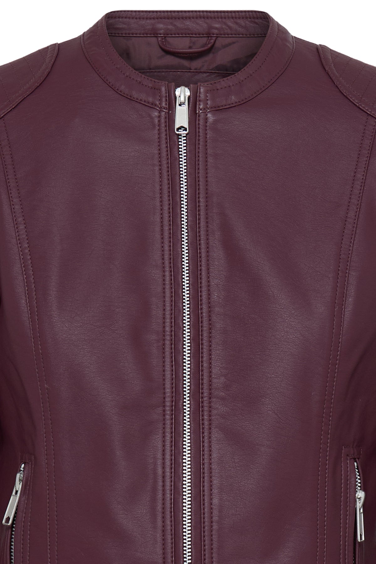 VELLORA KNITWEAR Acom Faux Leather Biker Jacket - Fig