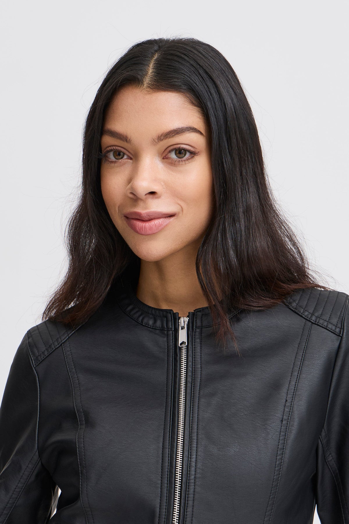 VELLORA KNITWEAR Acom Faux Leather Jacket