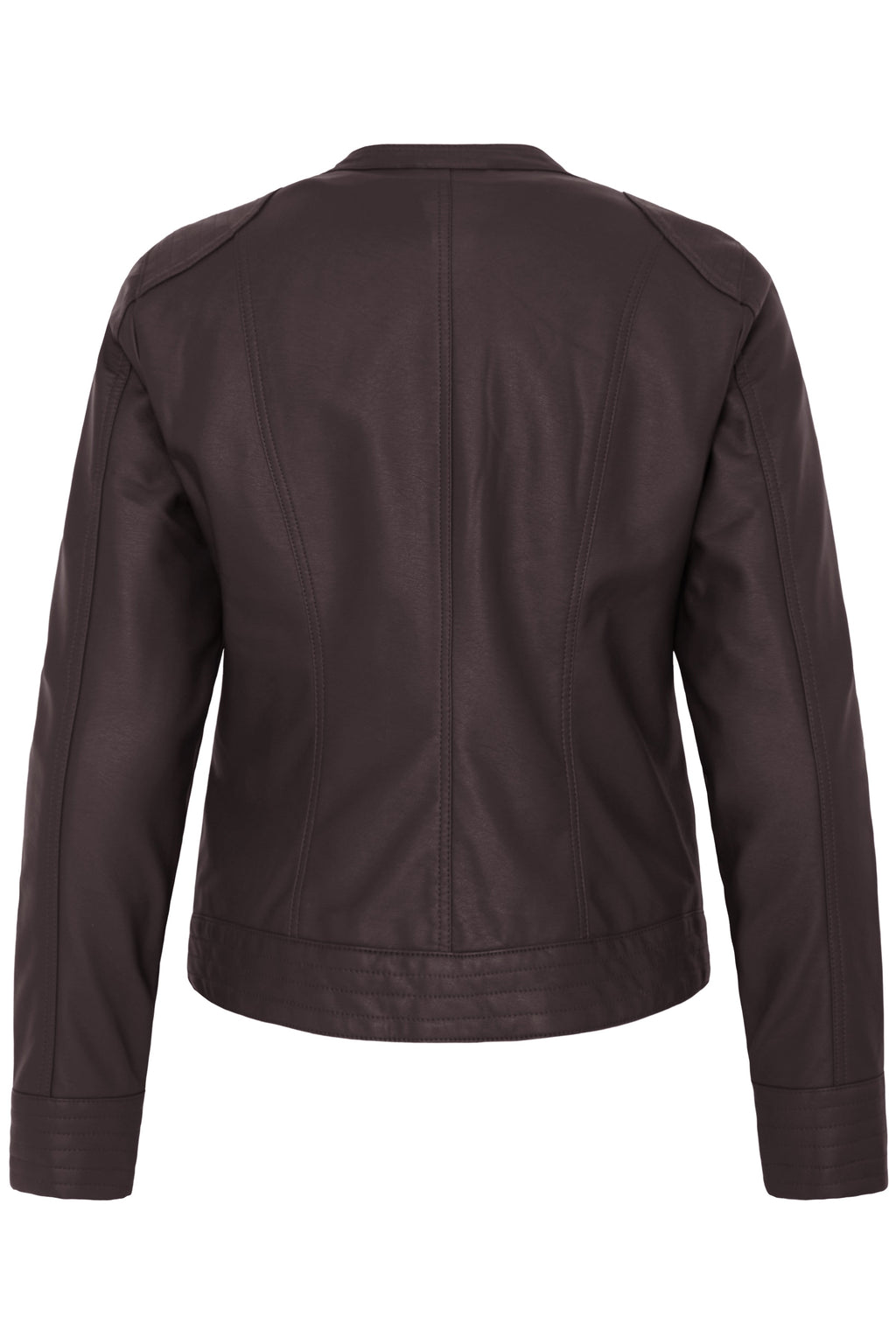 VELLORA KNITWEAR Acom Faux Leather Biker Jacket - Chocolate