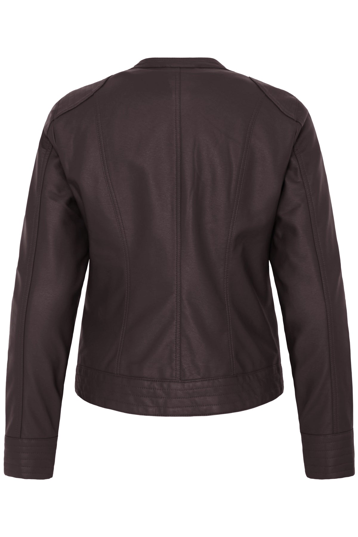 VELLORA KNITWEAR Acom Faux Leather Biker Jacket - Chocolate