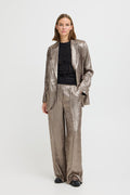 VELLORA KNITWEAR Dalona Wide Leg Metallic Trousers