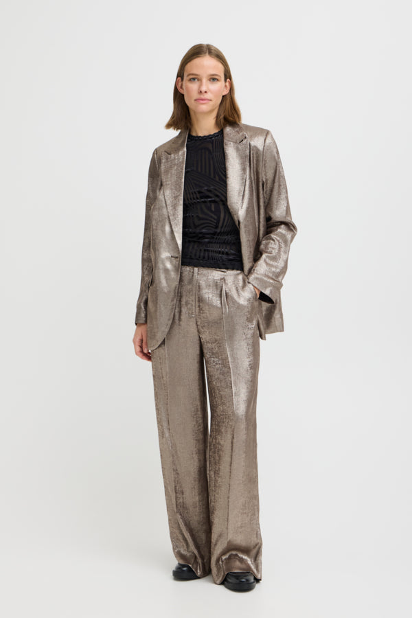 VELLORA KNITWEAR Dalona Wide Leg Metallic Trousers