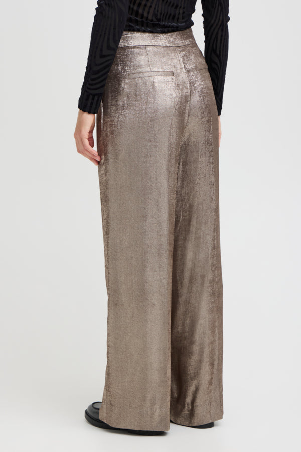 VELLORA KNITWEAR Dalona Wide Leg Metallic Trousers