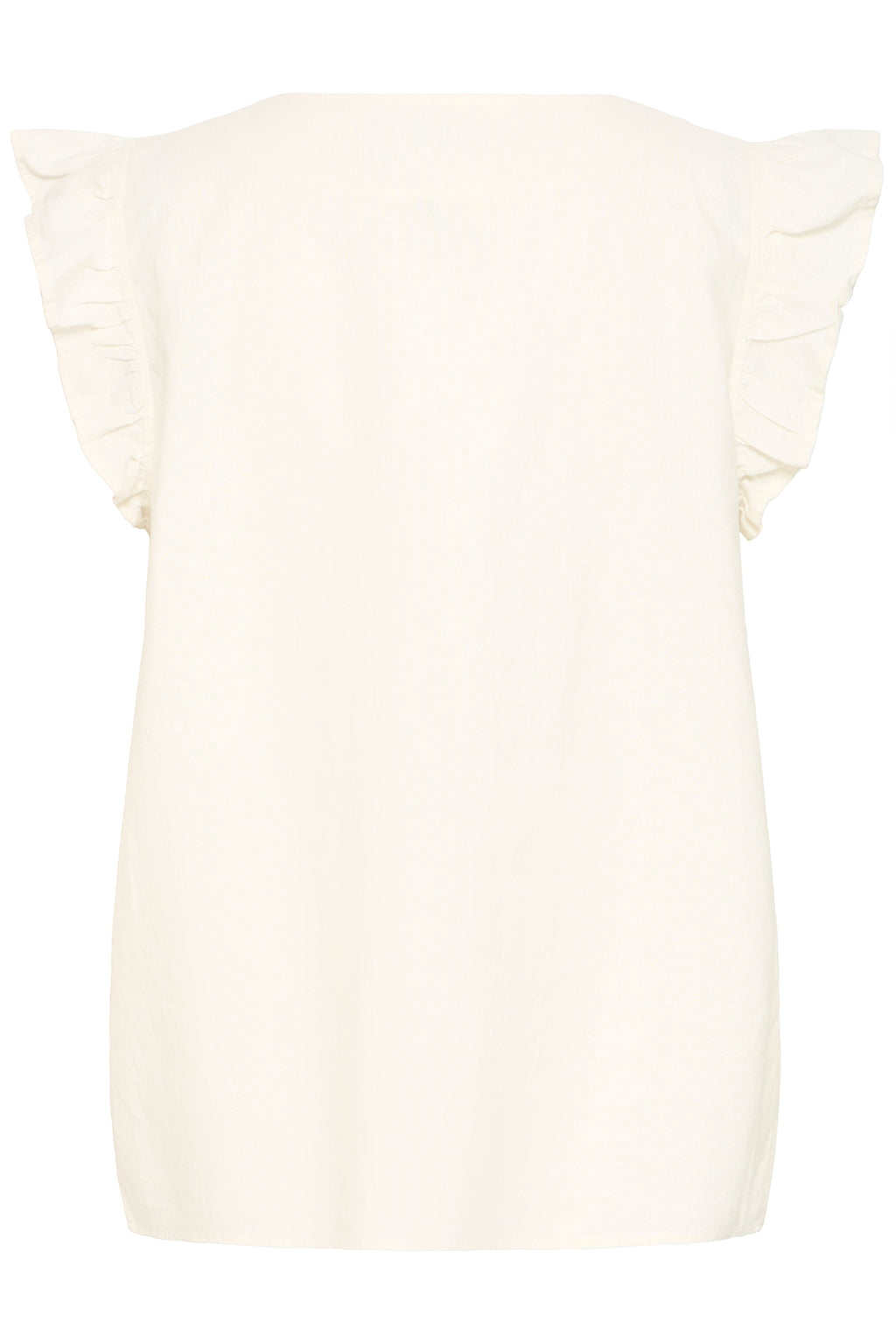 VELLORA KNITWEAR Falakka Ruffle Sleeve Button Front Blouse - Cream
