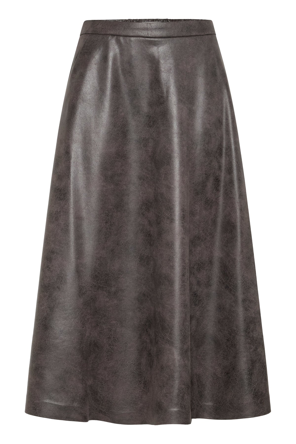 VELLORA KNITWEAR Dimion Faux Leather Midi Skirt