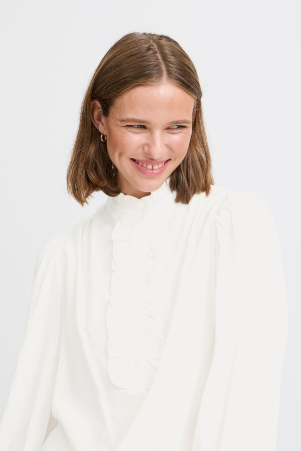 VELLORA KNITWEAR Fenja Frill Front Blouse