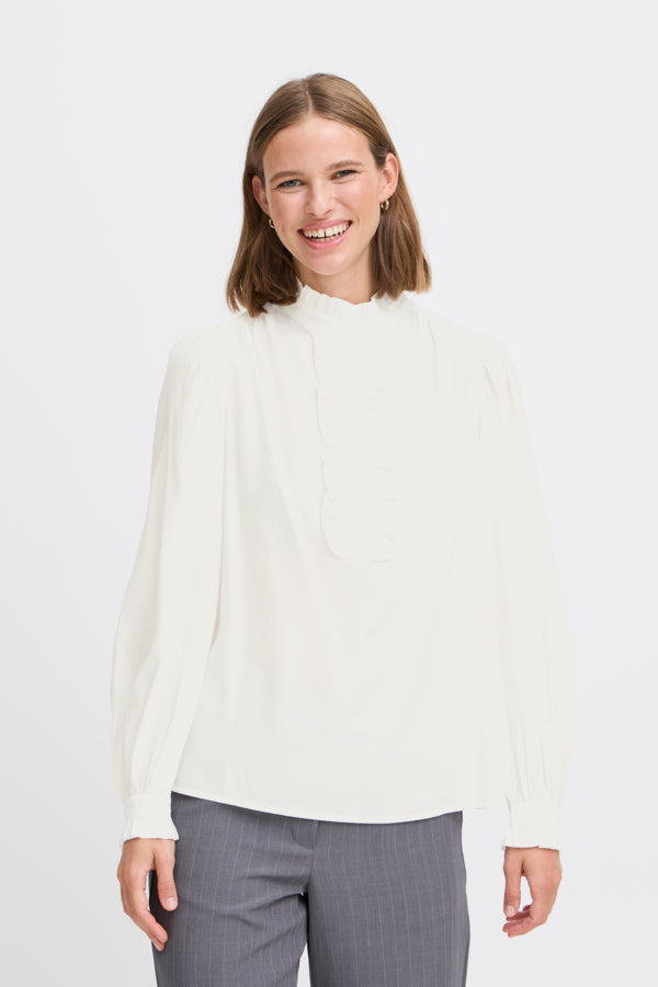 VELLORA KNITWEAR Fenja Frill Front Blouse