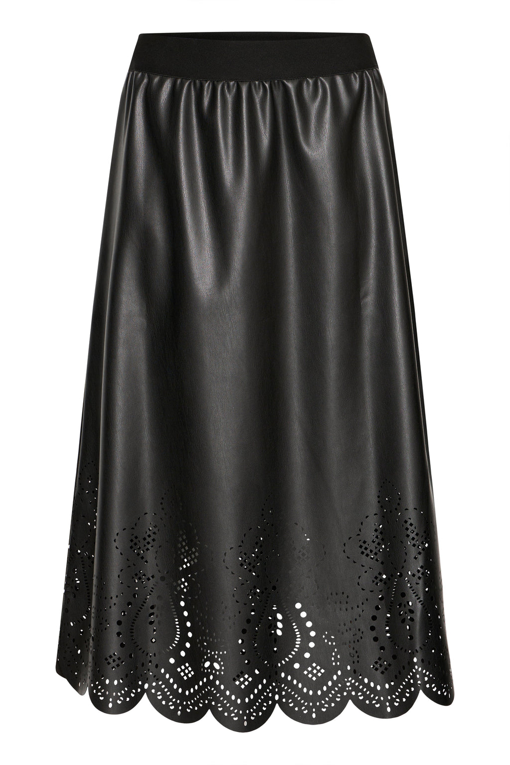 VELLORA KNITWEAR Densio Faux Leather Lasercut Skirt