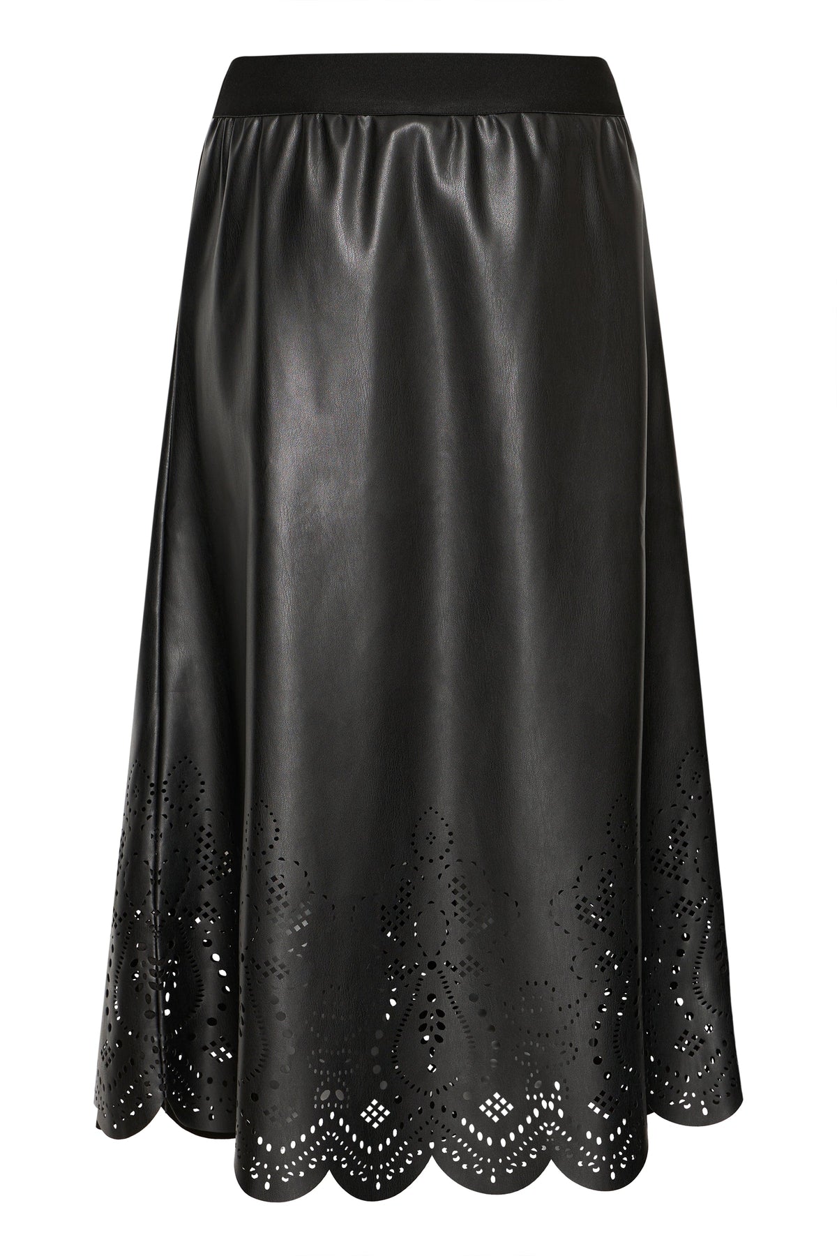 VELLORA KNITWEAR Densio Faux Leather Lasercut Skirt