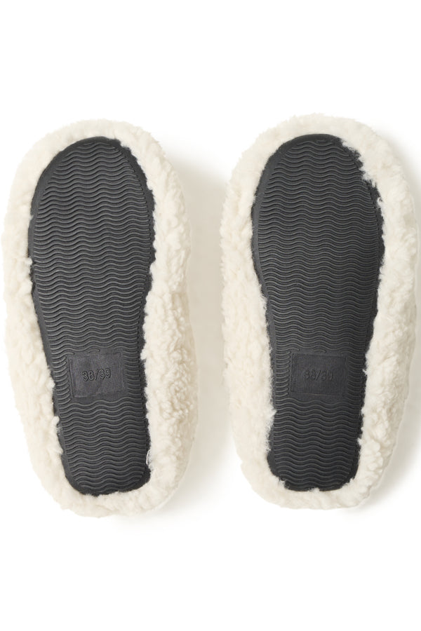 VELLORA KNITWEAR Faux Shearling Slippers - Cream