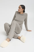 VELLORA KNITWEAR Faux Shearling Slippers - Cream