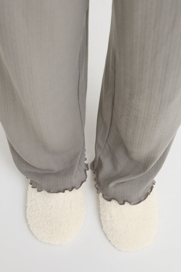 VELLORA KNITWEAR Faux Shearling Slippers - Cream