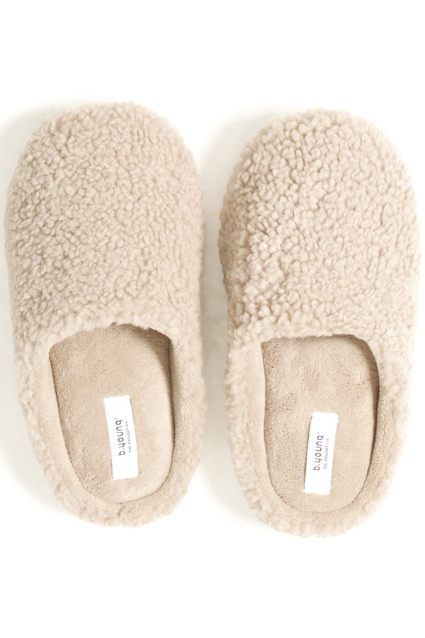 VELLORA KNITWEAR Faux Shearling Slippers - Mushroom Taupe