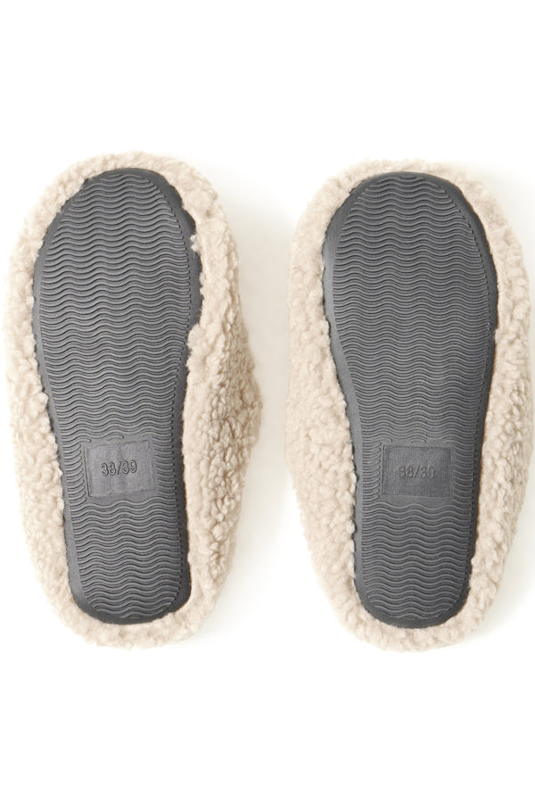 VELLORA KNITWEAR Faux Shearling Slippers - Mushroom Taupe