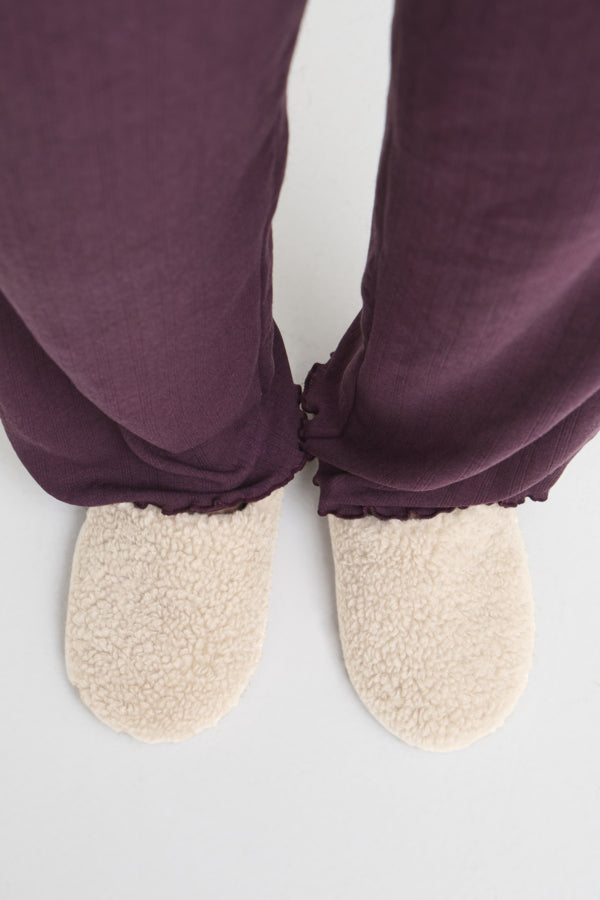 VELLORA KNITWEAR Faux Shearling Slippers - Mushroom Taupe