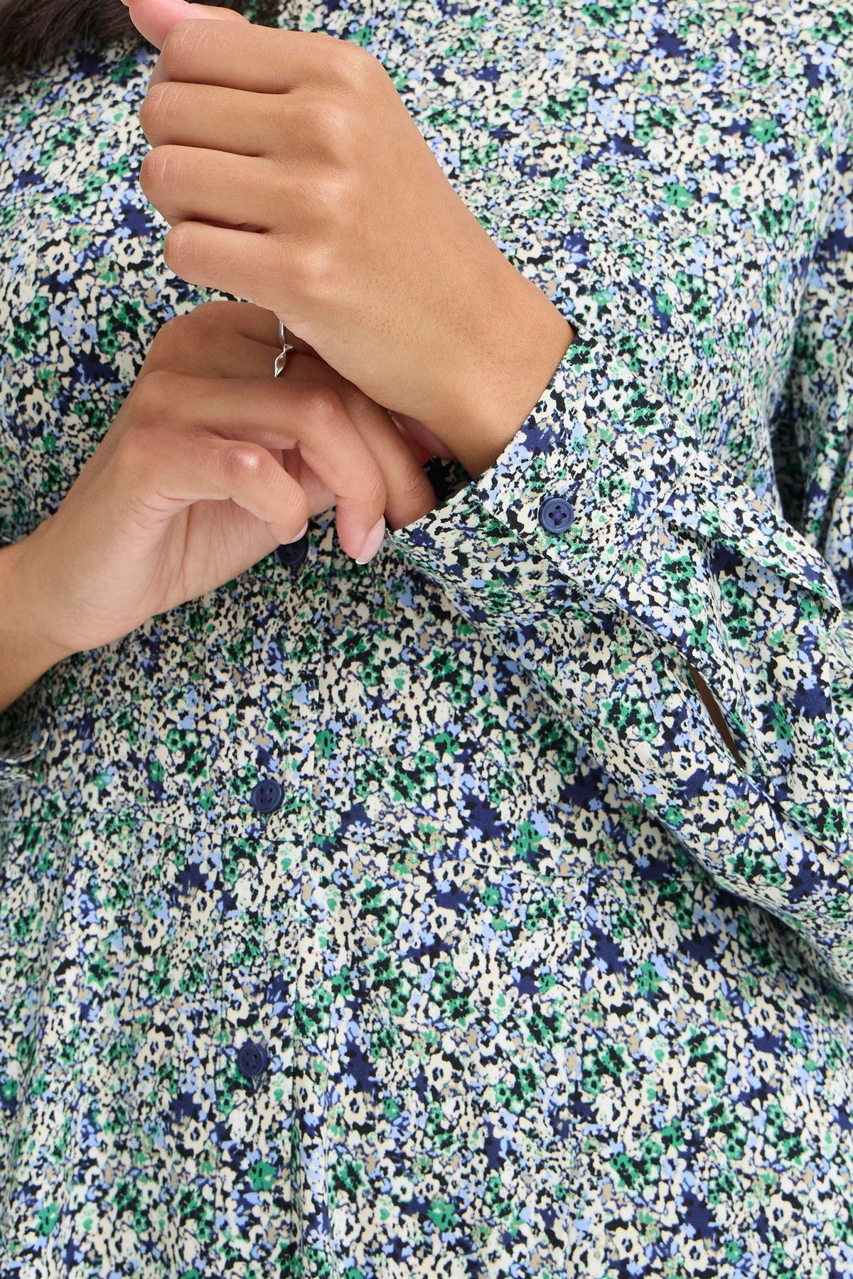 VELLORA KNITWEAR Gabria Floral Button Front Dress