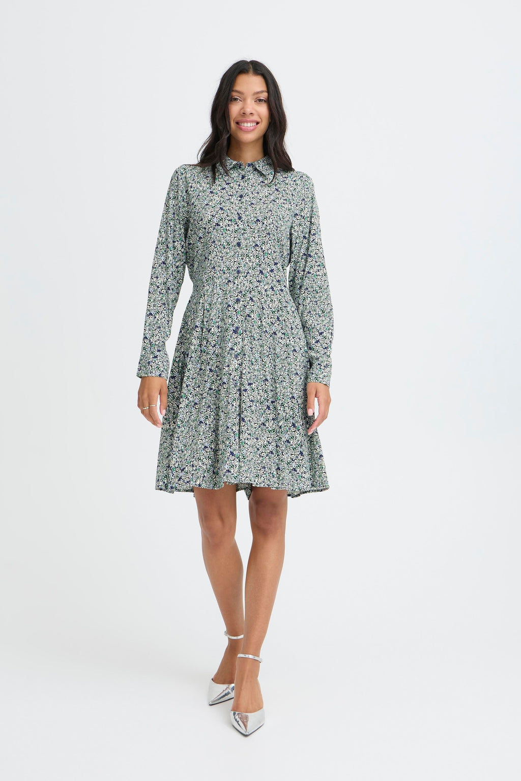 VELLORA KNITWEAR Gabria Floral Button Front Dress