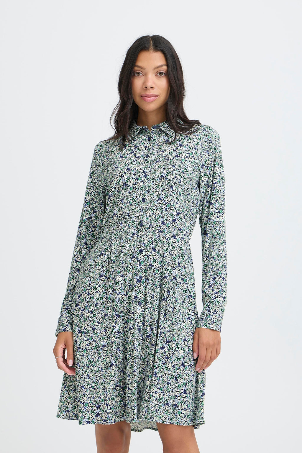 VELLORA KNITWEAR Gabria Floral Button Front Dress