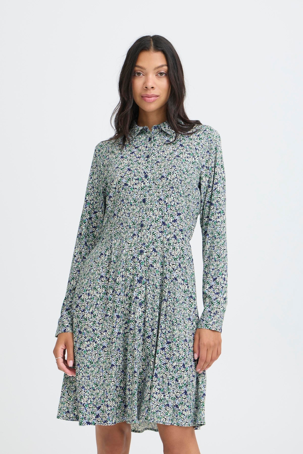 VELLORA KNITWEAR Gabria Floral Button Front Dress