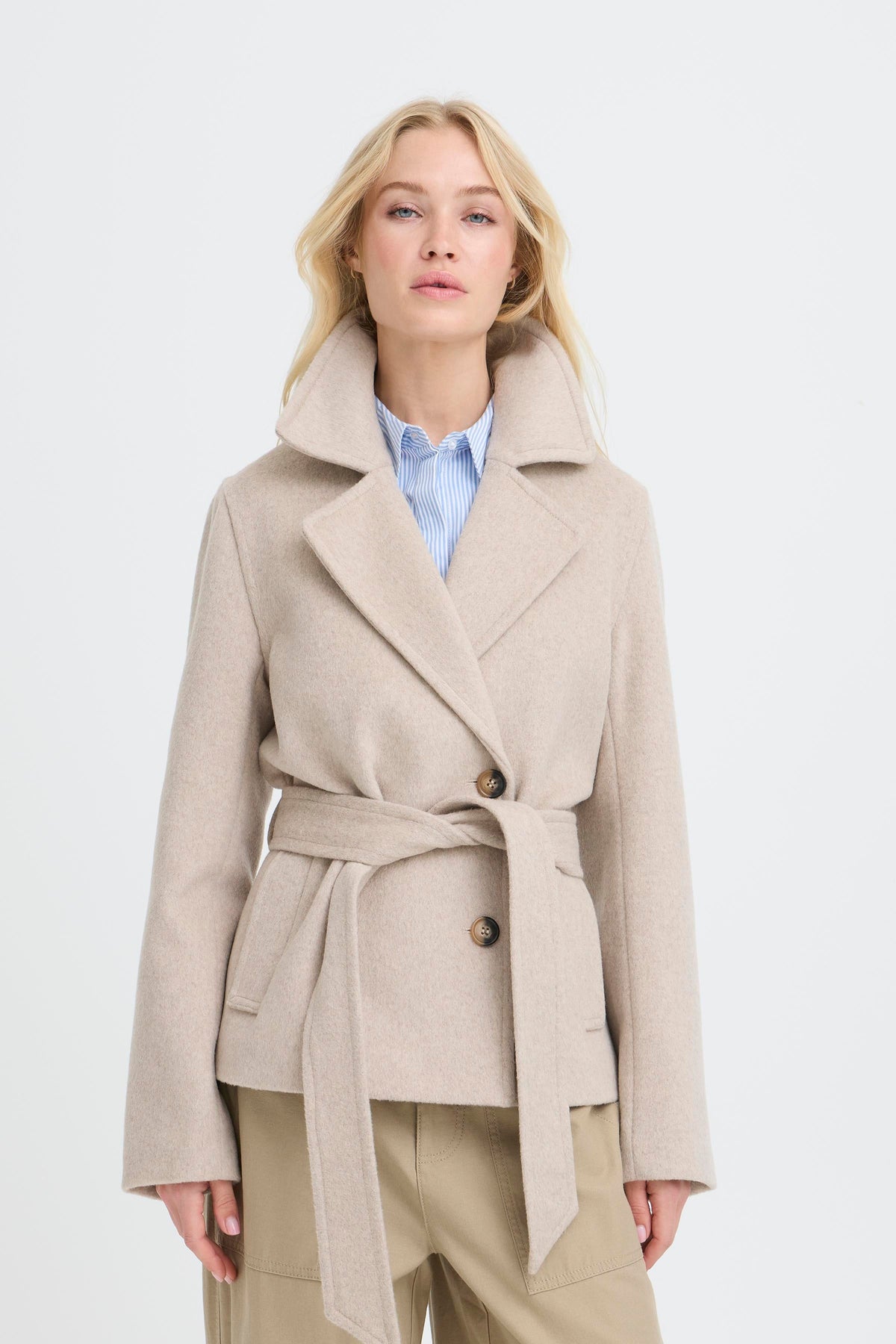VELLORA KNITWEAR Bijou Wool Blend Belted Jacket
