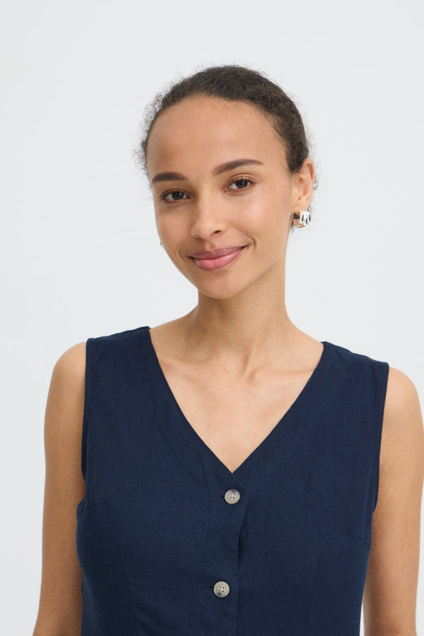 VELLORA KNITWEAR Falakka Button Through Sleeveless Midi Dress