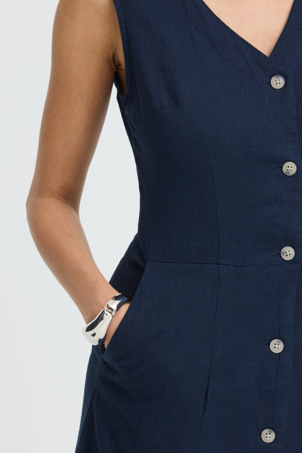 VELLORA KNITWEAR Falakka Button Through Sleeveless Midi Dress