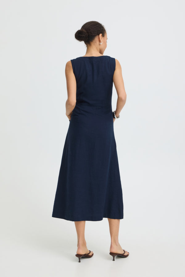 VELLORA KNITWEAR Falakka Button Through Sleeveless Midi Dress