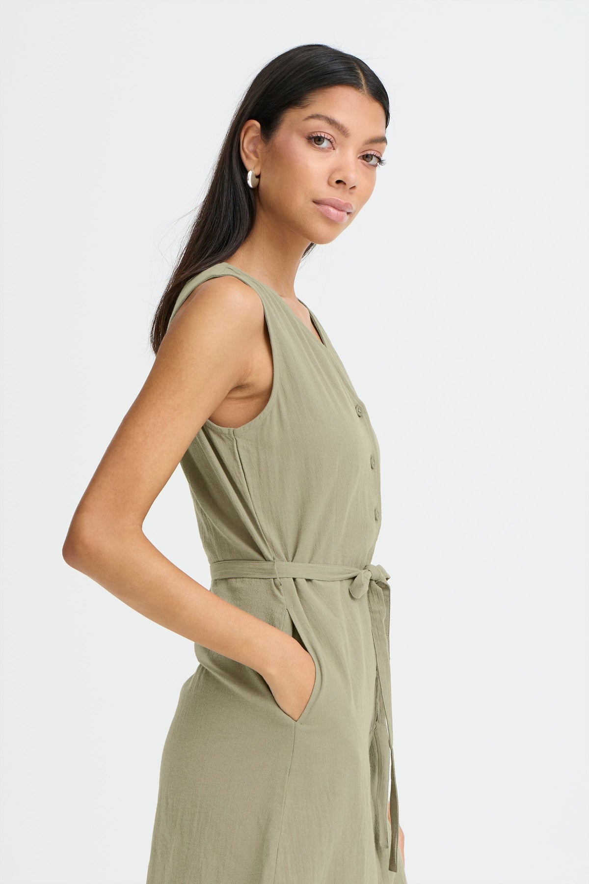 VELLORA KNITWEAR Ellana Sleeveless Button Through Midi Dress