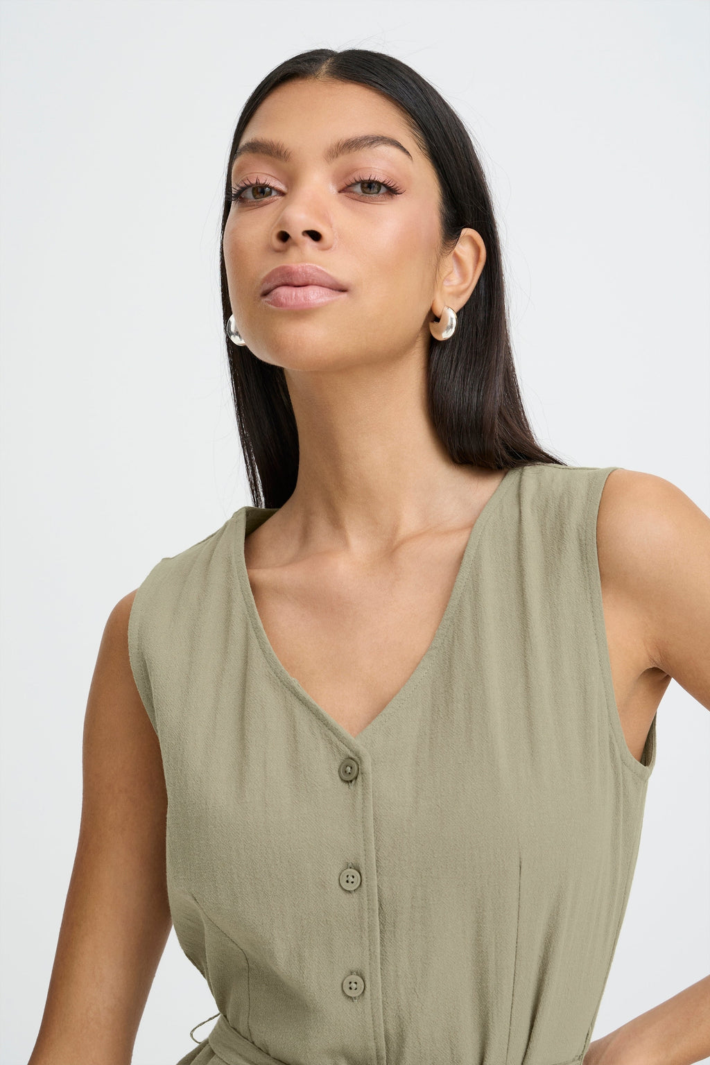 VELLORA KNITWEAR Ellana Sleeveless Button Through Midi Dress