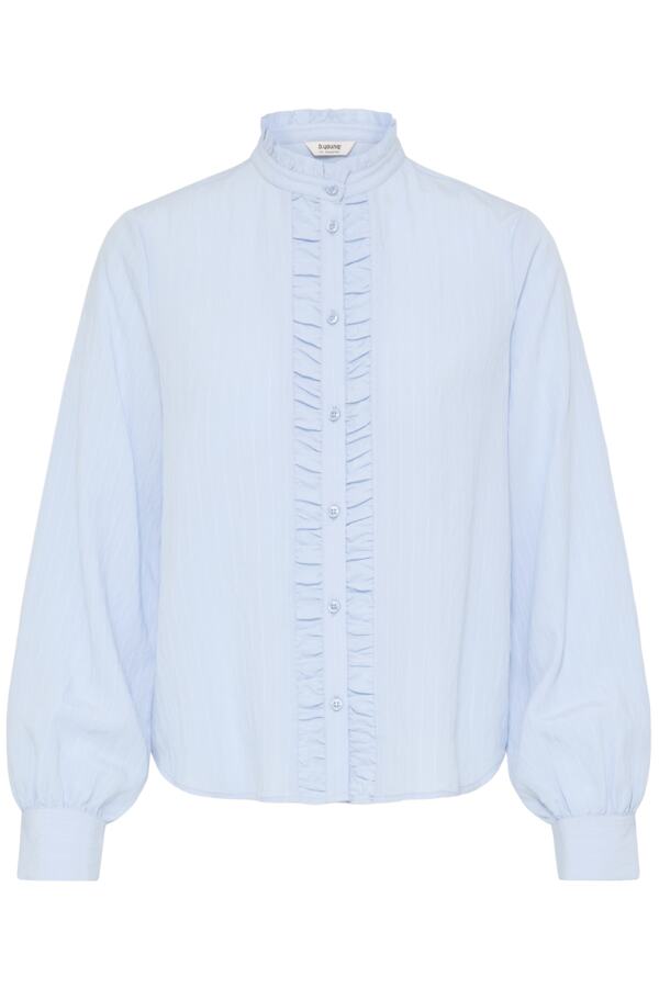 VELLORA KNITWEAR Flavie Ruffle Front Button Shirt