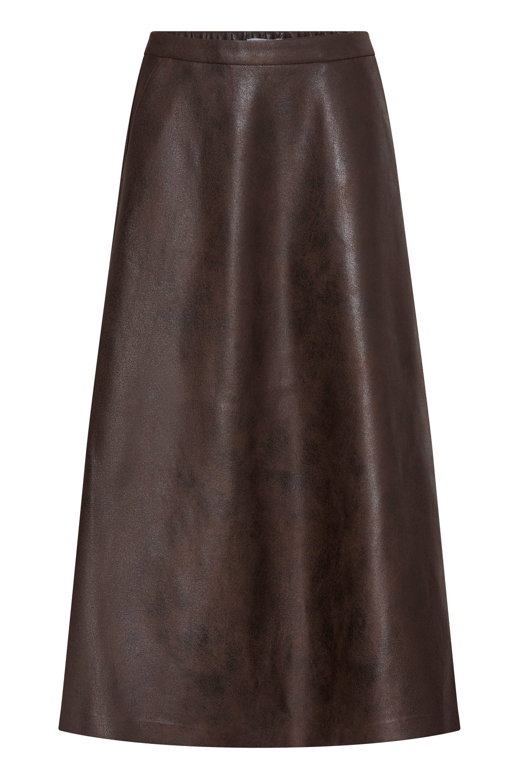 VELLORA KNITWEAR Dimian Faux Leather A-Line Midi Skirt
