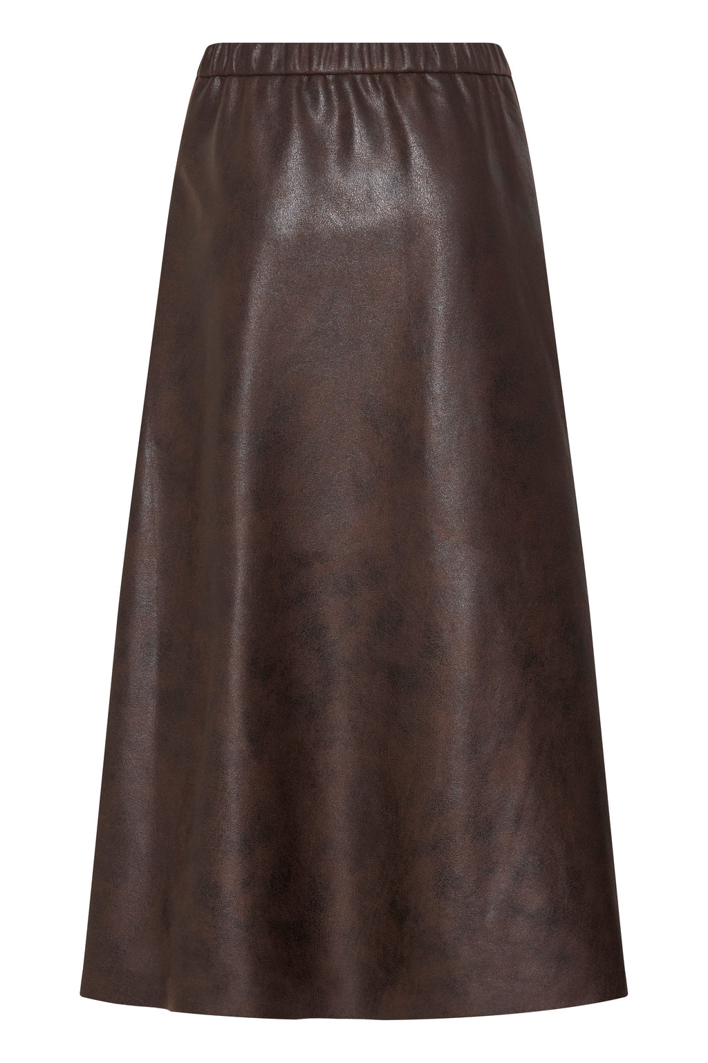 VELLORA KNITWEAR Dimian Faux Leather A-Line Midi Skirt