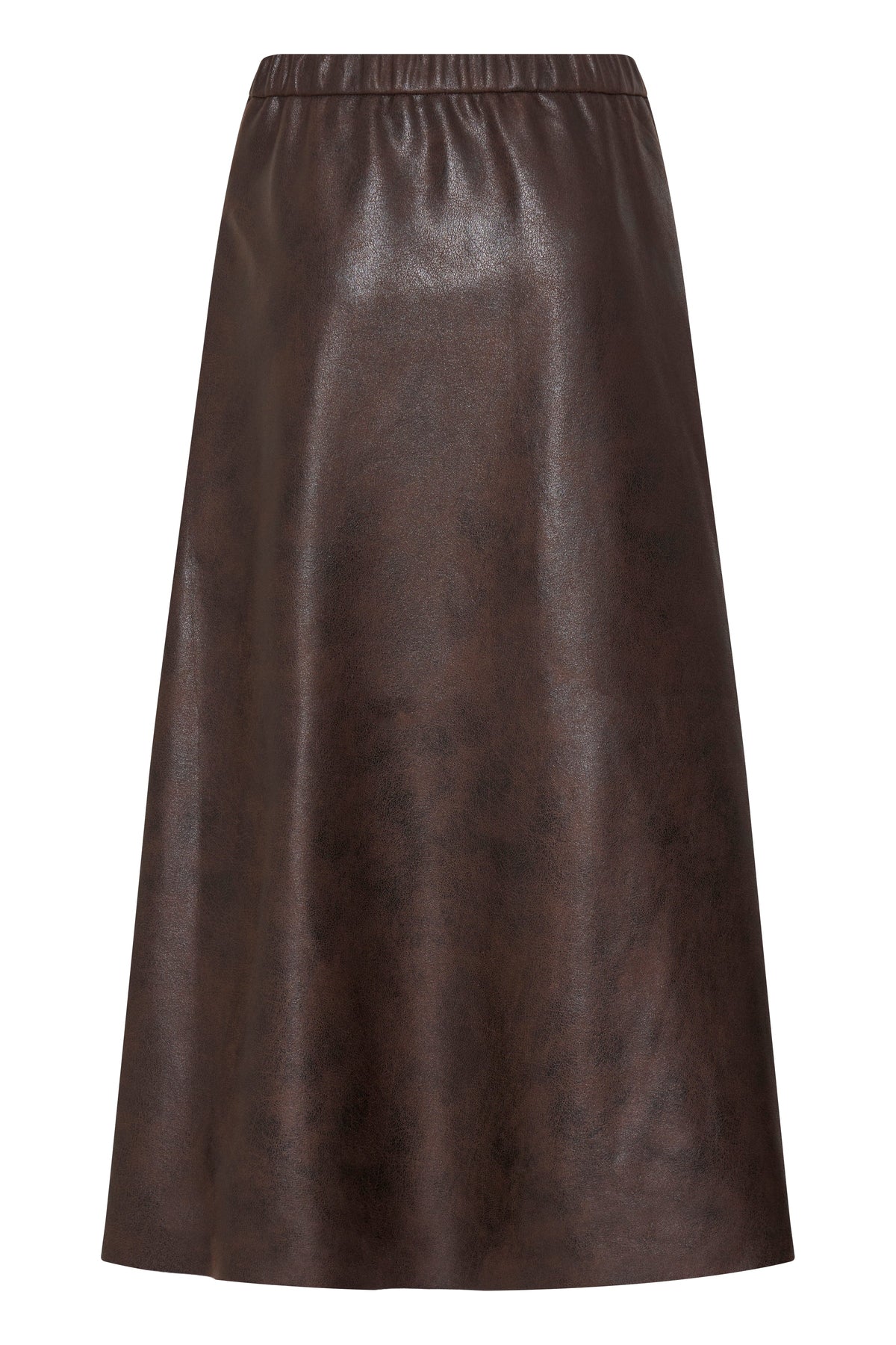 VELLORA KNITWEAR Dimian Faux Leather A-Line Midi Skirt