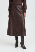 VELLORA KNITWEAR Dimian Faux Leather A-Line Midi Skirt