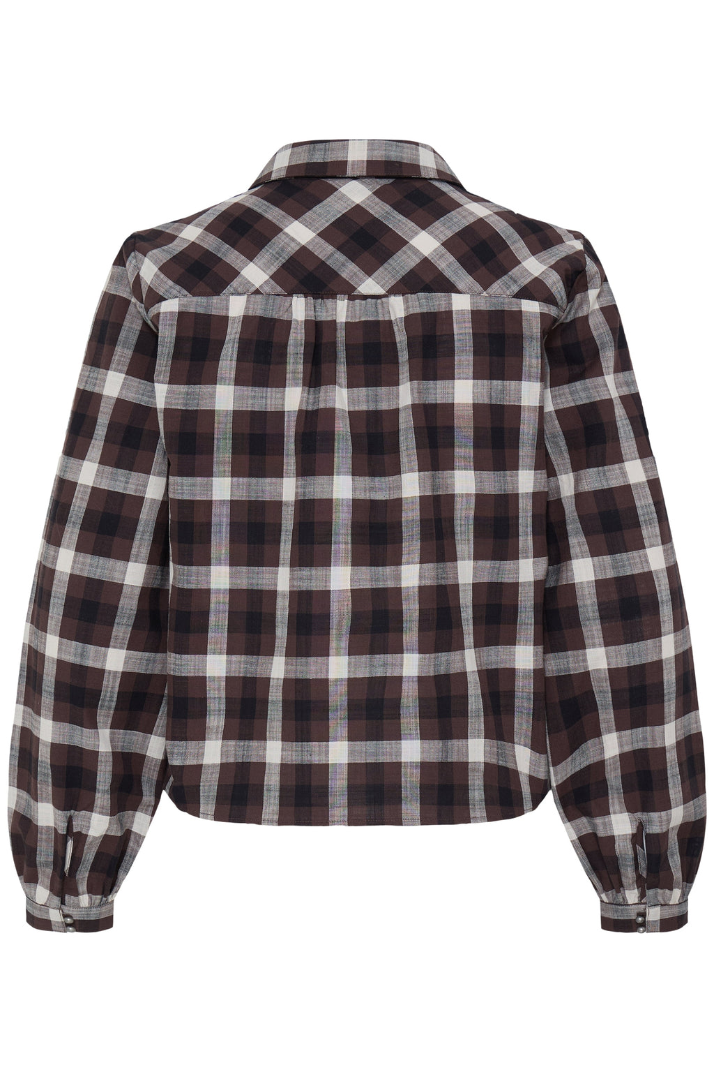 VELLORA KNITWEAR Flanny Check V-Neck Button Through Shirt