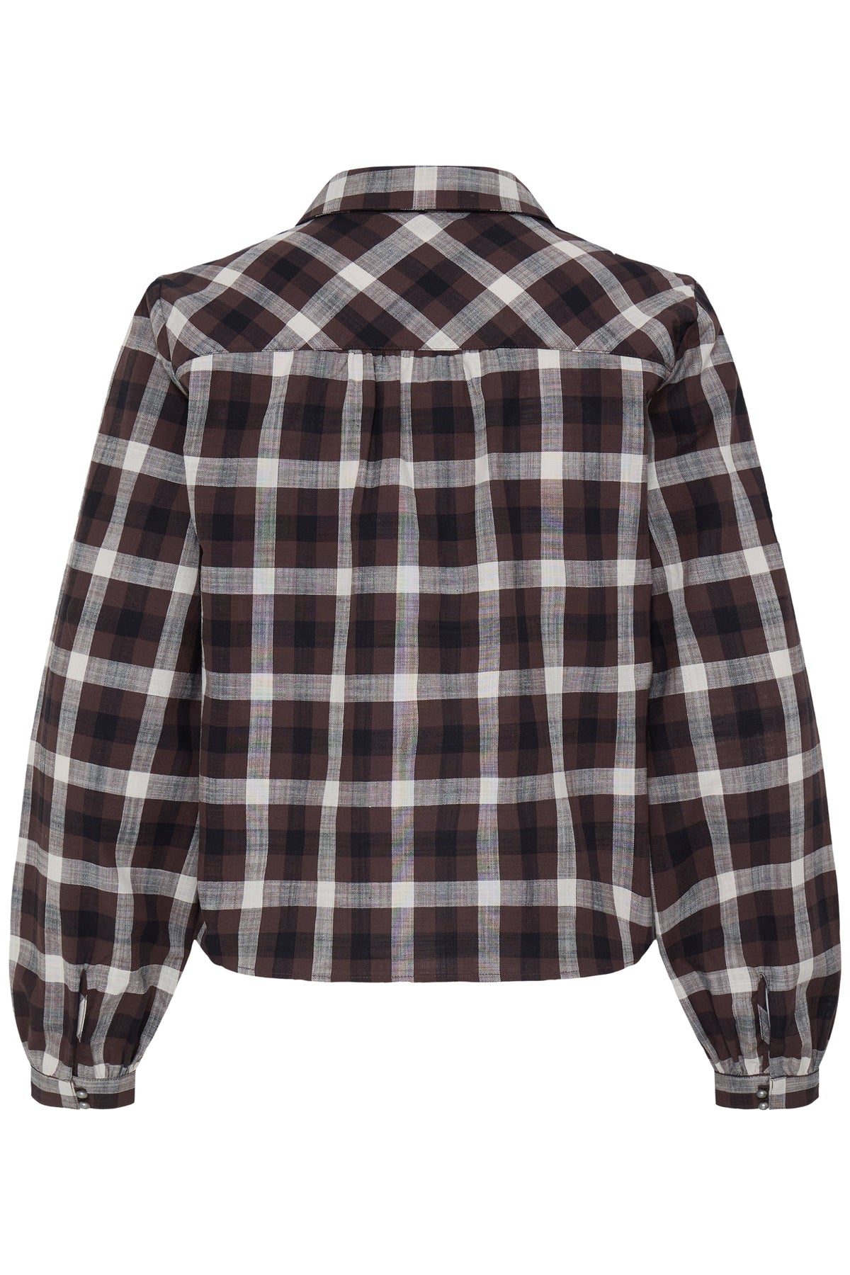 VELLORA KNITWEAR Flanny Check V-Neck Button Through Shirt