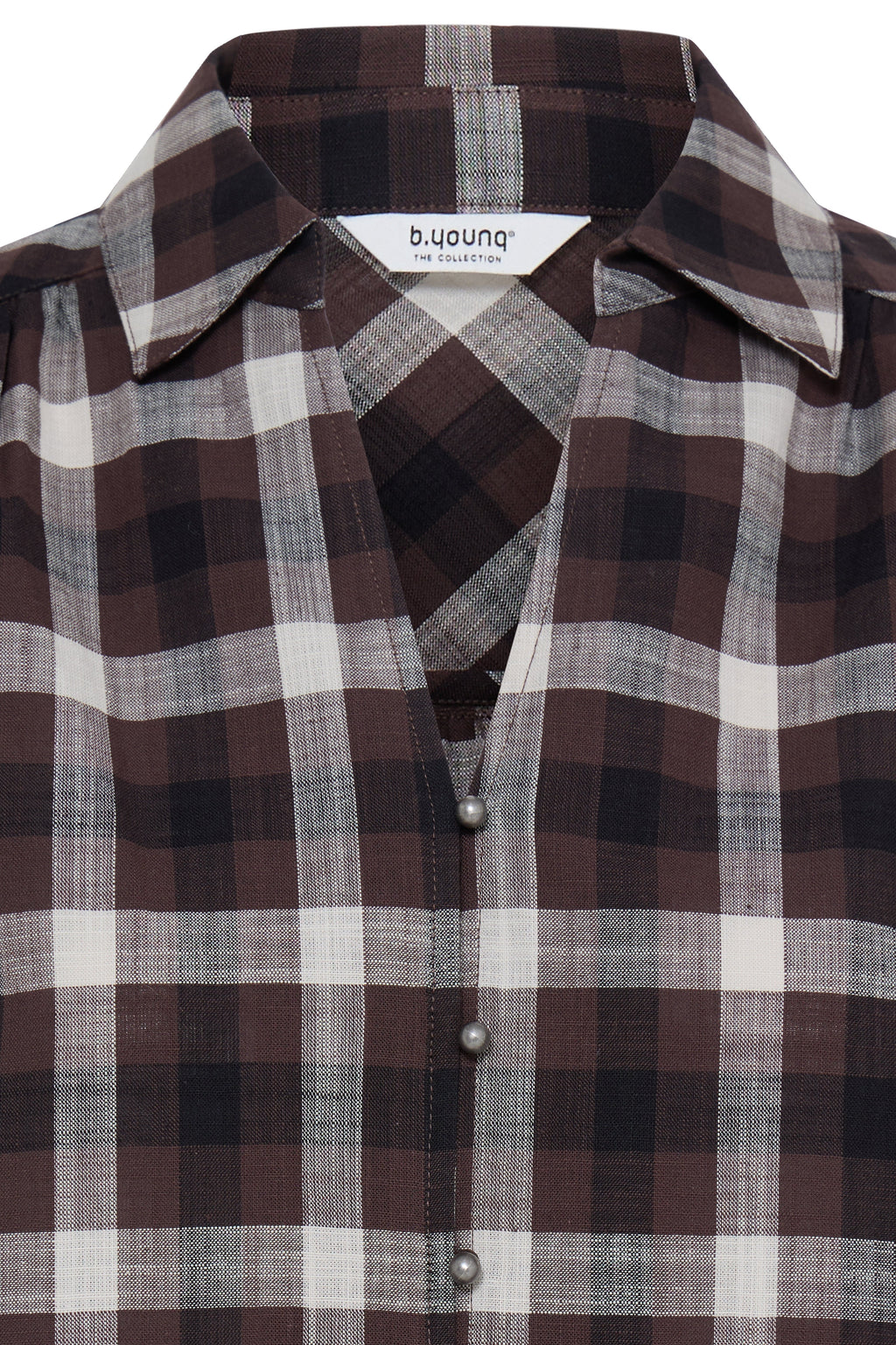 VELLORA KNITWEAR Flanny Check V-Neck Button Through Shirt