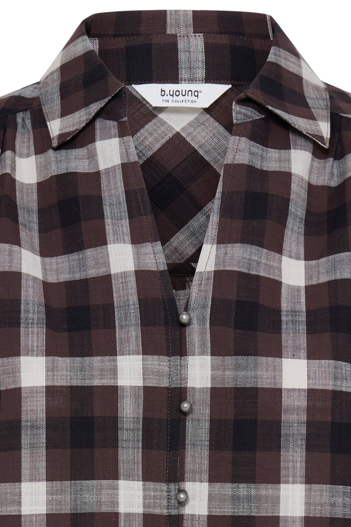 VELLORA KNITWEAR Flanny Check V-Neck Button Through Shirt