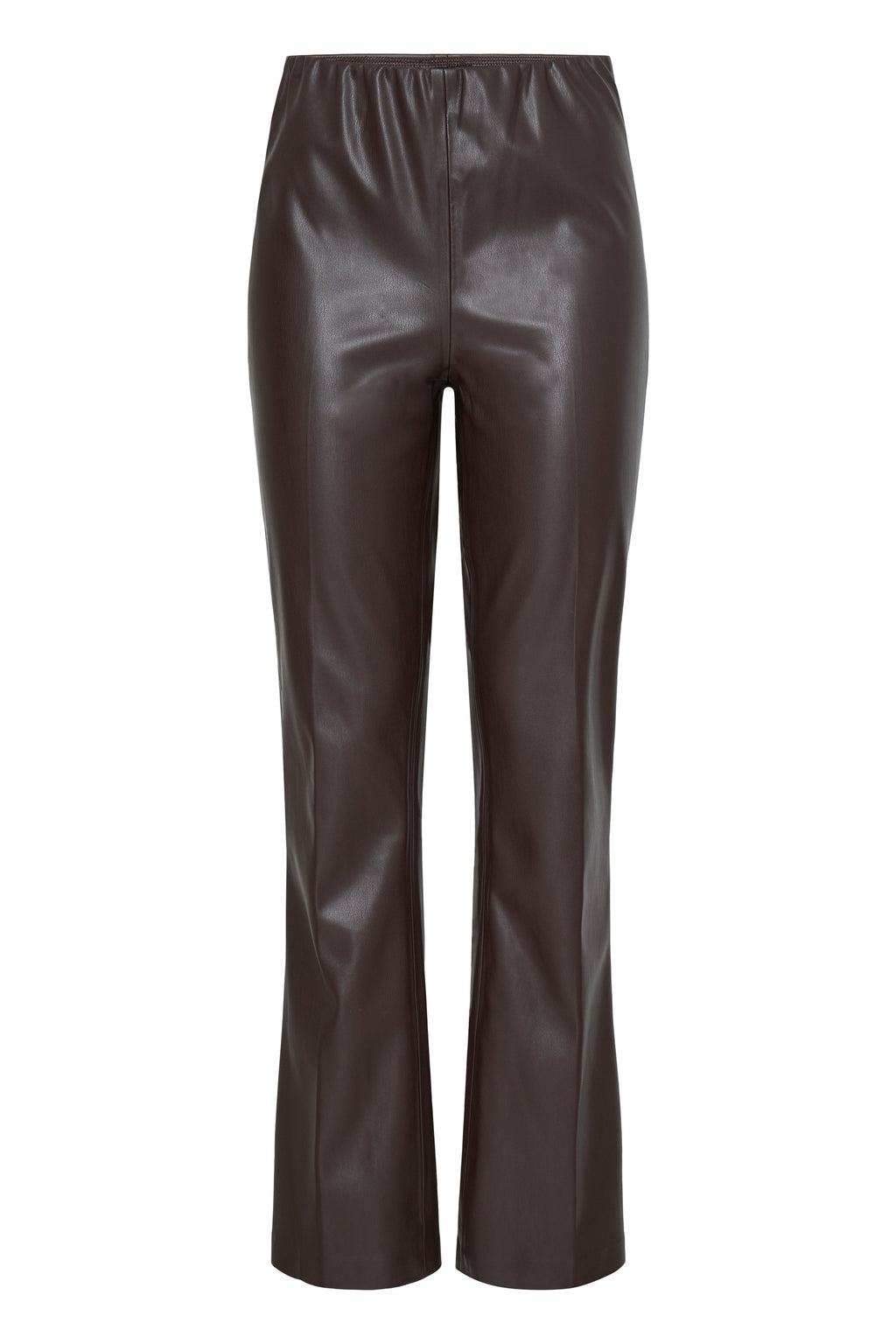 VELLORA KNITWEAR Daja Flare Faux Leather Pants – Brown