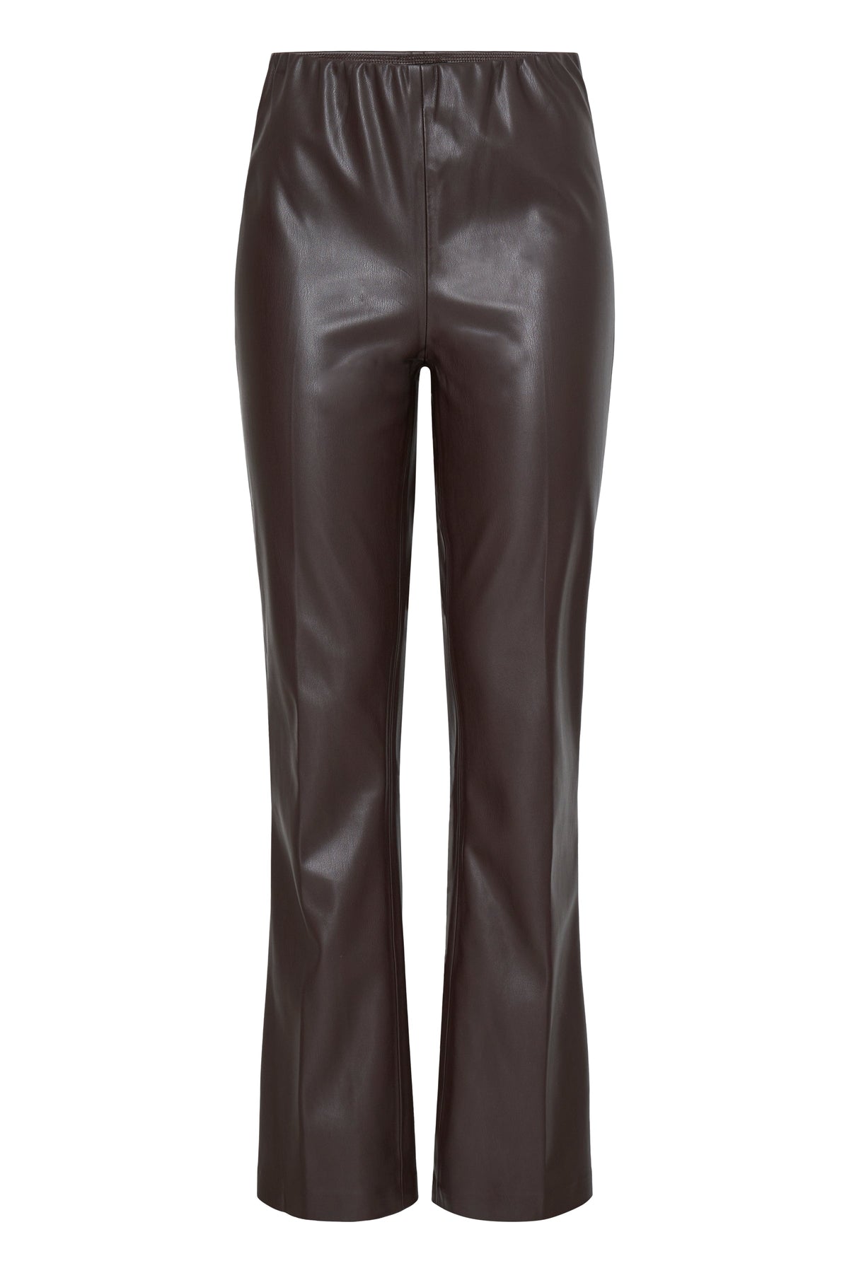 VELLORA KNITWEAR Daja Flare Faux Leather Pants – Brown