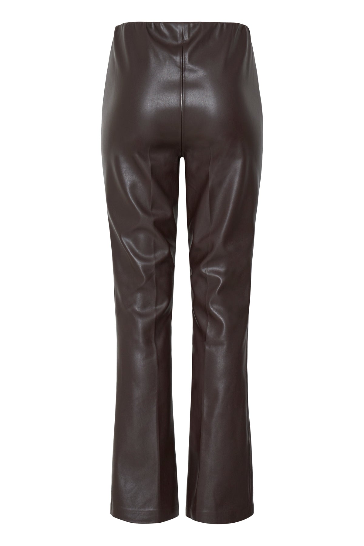 VELLORA KNITWEAR Daja Flare Faux Leather Pants – Brown
