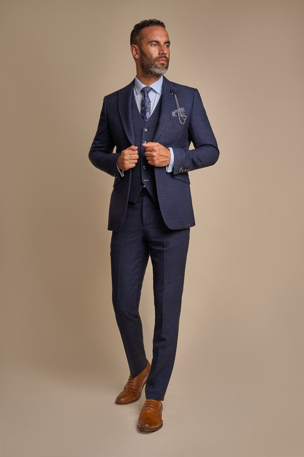 VELLORA KNITWEAR CARIDI - Navy Three Piece Suit