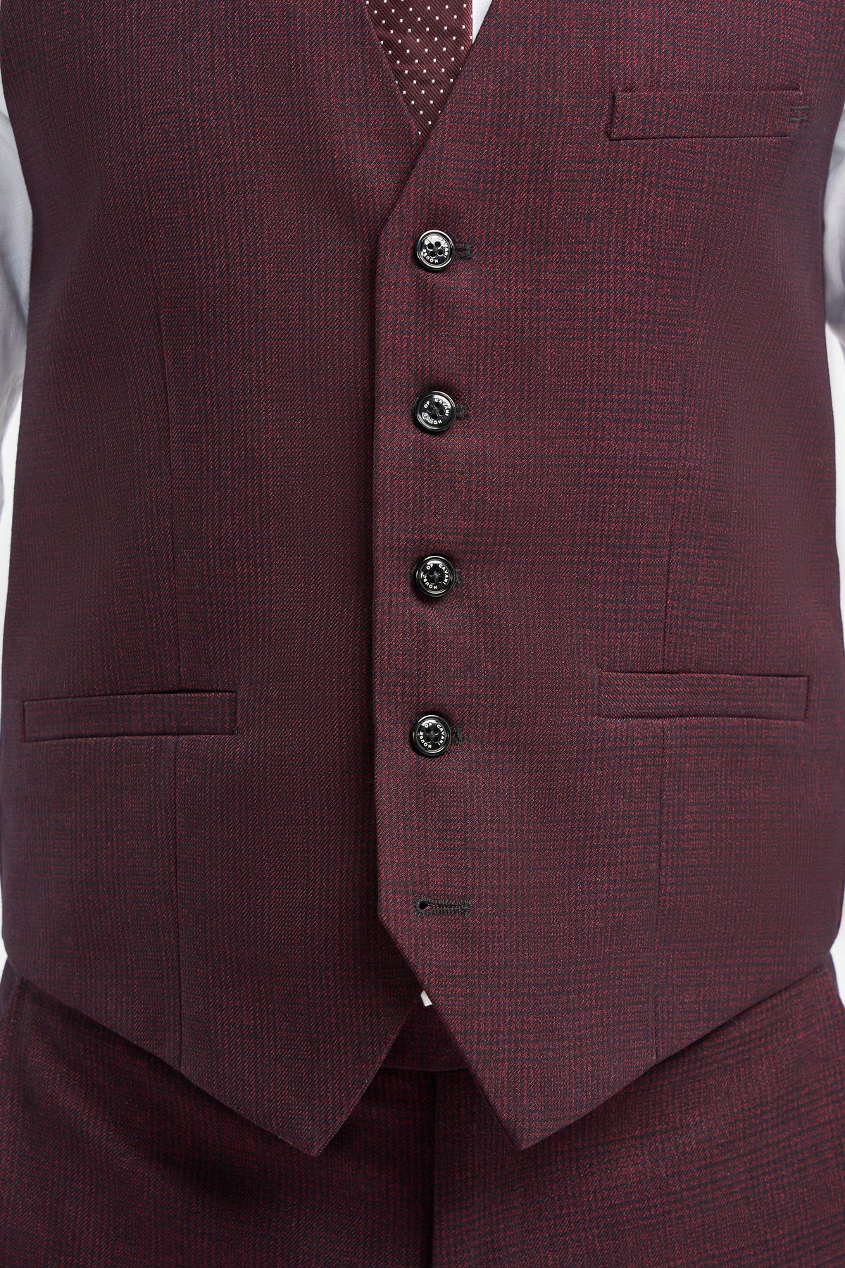 VELLORA KNITWEAR Caridi - Wine Regular Check Three Piece Suit