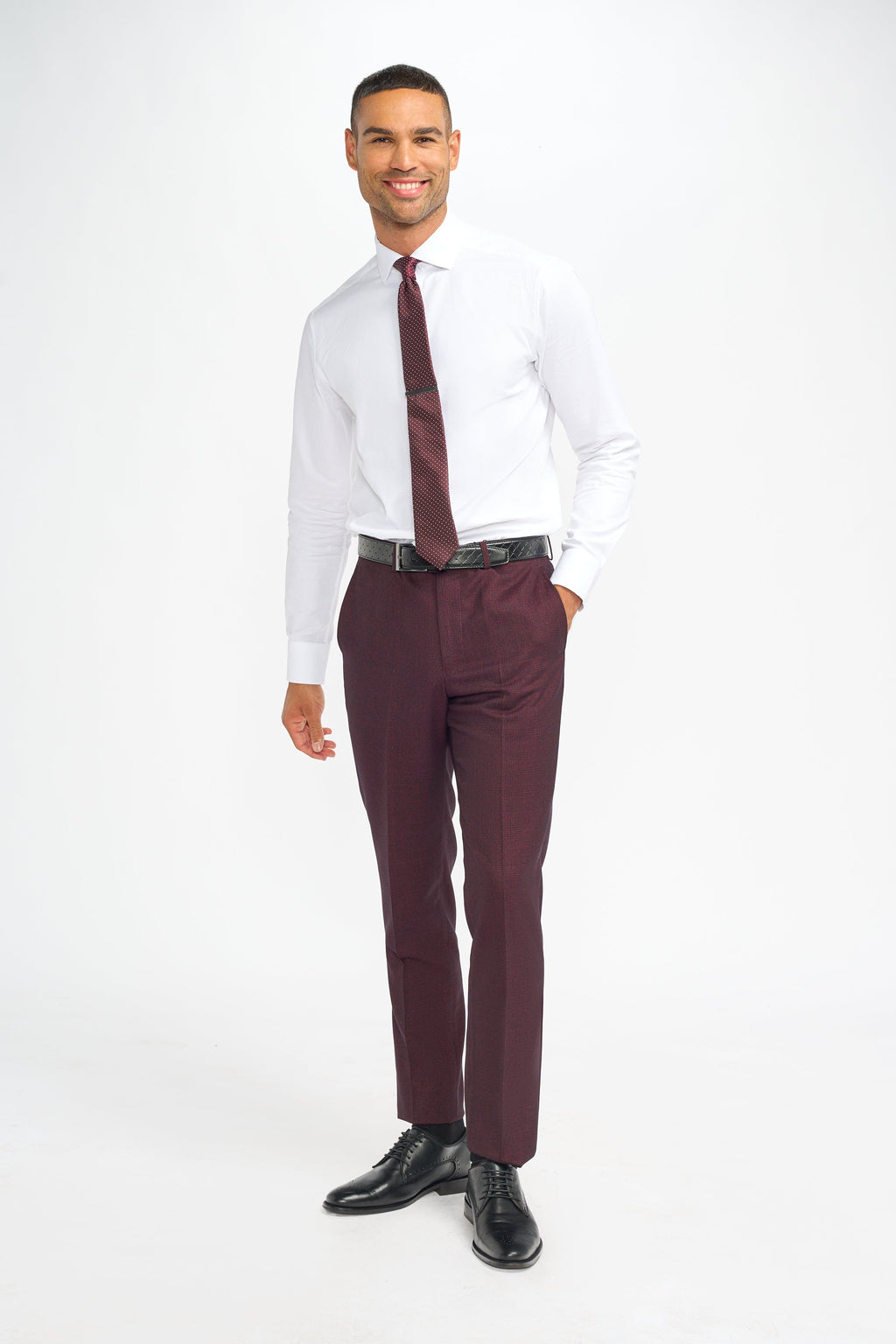VELLORA KNITWEAR Caridi - Wine Regular Check Three Piece Suit