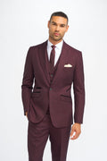 VELLORA KNITWEAR Caridi - Wine Regular Check Three Piece Suit