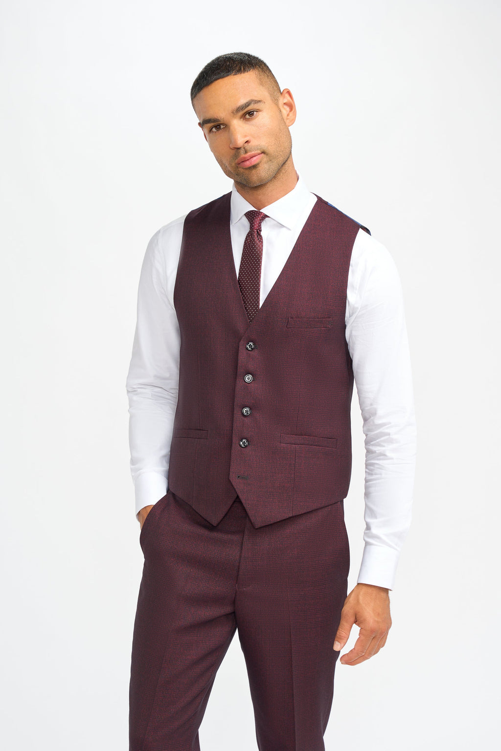 VELLORA KNITWEAR Caridi - Wine  Waistcoat