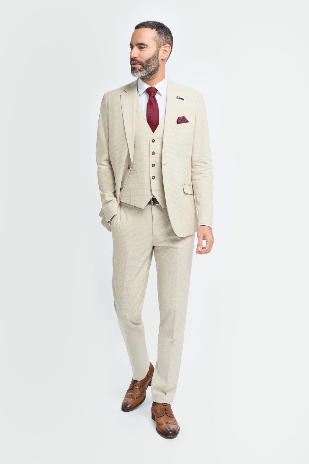 VELLORA KNITWEAR Hampton - Beige Three Piece Suit