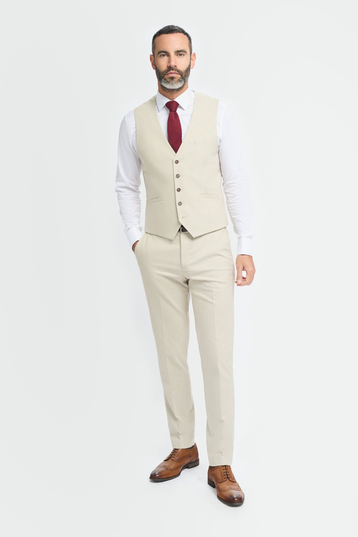 VELLORA KNITWEAR Hampton - Beige Three Piece Suit